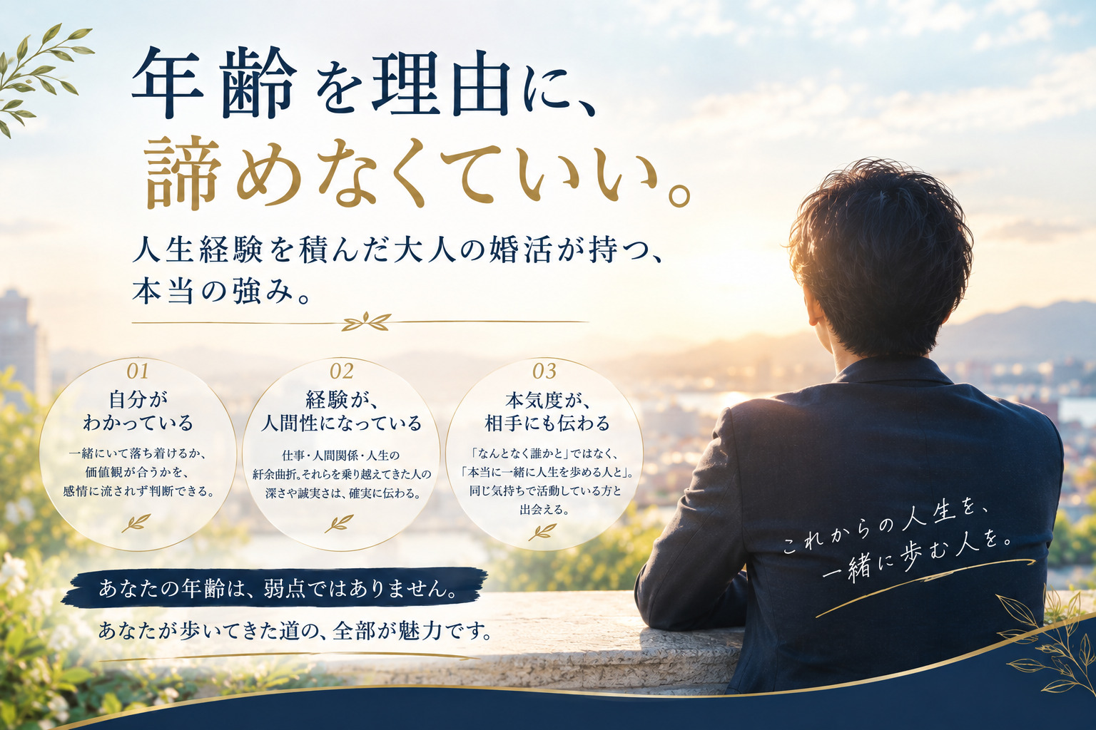 年齢を理由に、諦めなくていい。人生経験を積んだ大人の婚活が持つ、本当の強み。