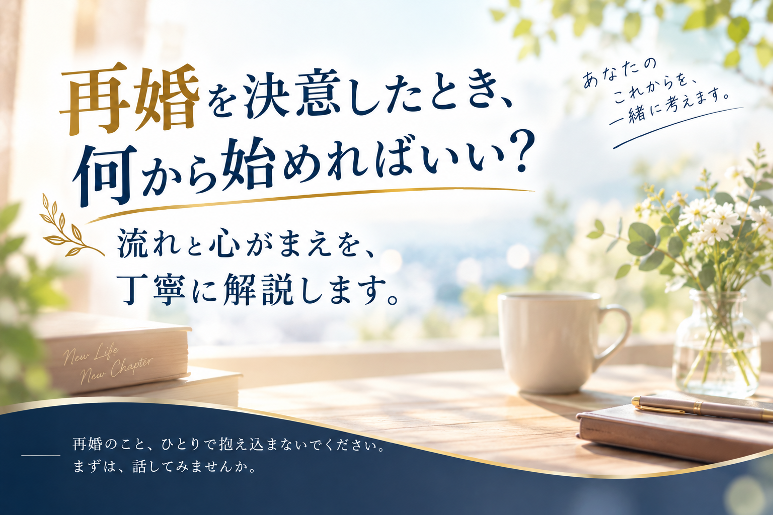 再婚を決意したとき、何から始めればいい？ 流れと心がまえを、丁寧に解説します。